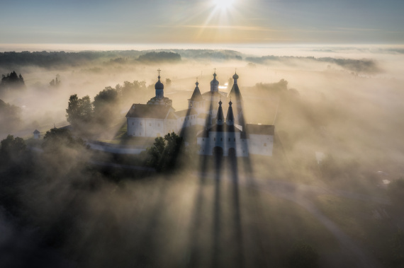Foggy morning near Ferapontov Monastery